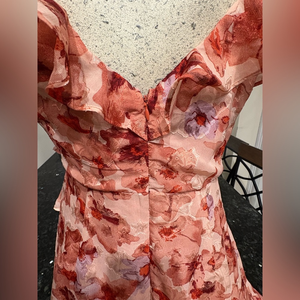 LUSH BLUSH RUST NEW WITH TAG LARGE Floral Ruffle High-Low Dress - Picture 6 of 9